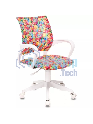 Кресло детское Бюрократ BUROKIDS 1 W мультиколор алфавит крестов. пластик, пластик белый