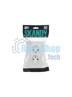 Розетка 2-м SKANDY 10А без заземл. без защ. шторок в сборе SK-R10W арктич. бел. IEK SK-R20-10-K01-F