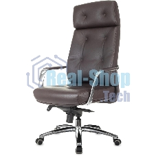 Кресло руководителя Бюрократ DAO/BROWN коричневый, кожа, крестовина алюминий