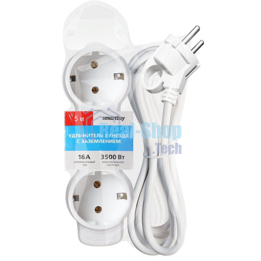 Удлинитель Smartbuy (SBE-16-3-05m-Z) 3 гн х 5,0 м белый