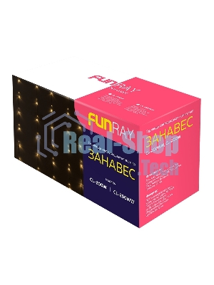 Гирлянда светод. Funray Занавес CL-200W, 2,1x1,5м, 200LED, хол.белый, прозрачный шн. 1,5м,220в, IP20