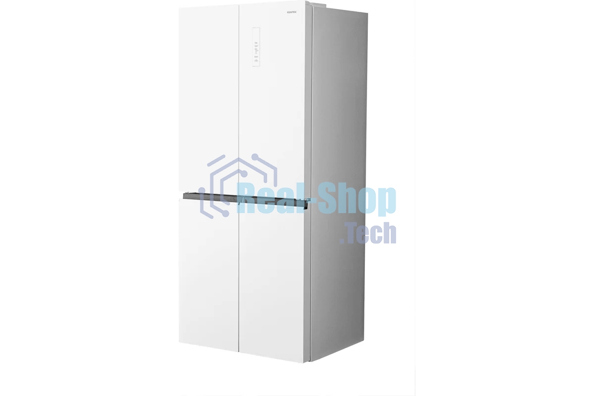 Холодильник Centek CT-1744 NF White Glass белый трехкамерный 267/148л морозилка снизу, No Frost, Side by Side