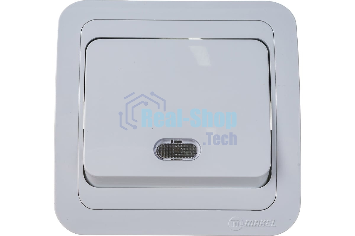 Выключатель 1-кл. Makel СП Mimoza 10А IP20 с подсветкой белый/белый