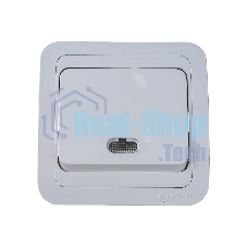 Выключатель 1-кл. Makel СП Mimoza 10А IP20 с подсветкой белый/белый