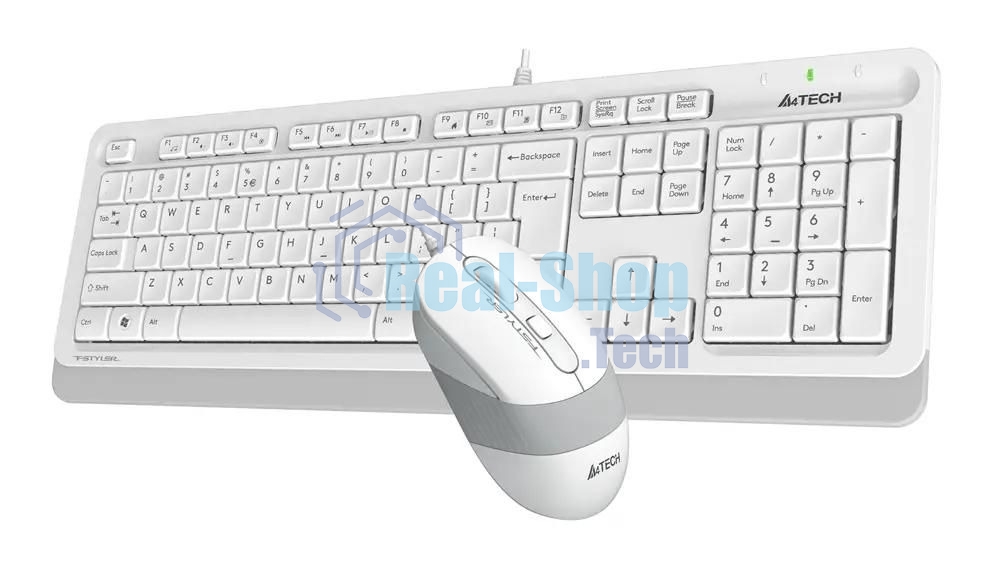 Комплект клавиатура+мышь A4Tech FStyler F1010 проводной, USB, 1600 DPI, белый/серый