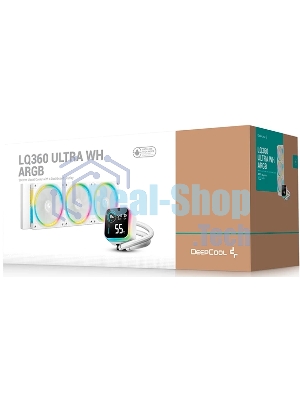 Система водяного охлаждения Deepcool LQ360 Ultra ARGB Soc-AM5/AM4/1200/1700/1851 белый 4-pin 38.71dB Al LCD 350W 1900gr Ret (R-LQ360-WHASMC-G-1)
