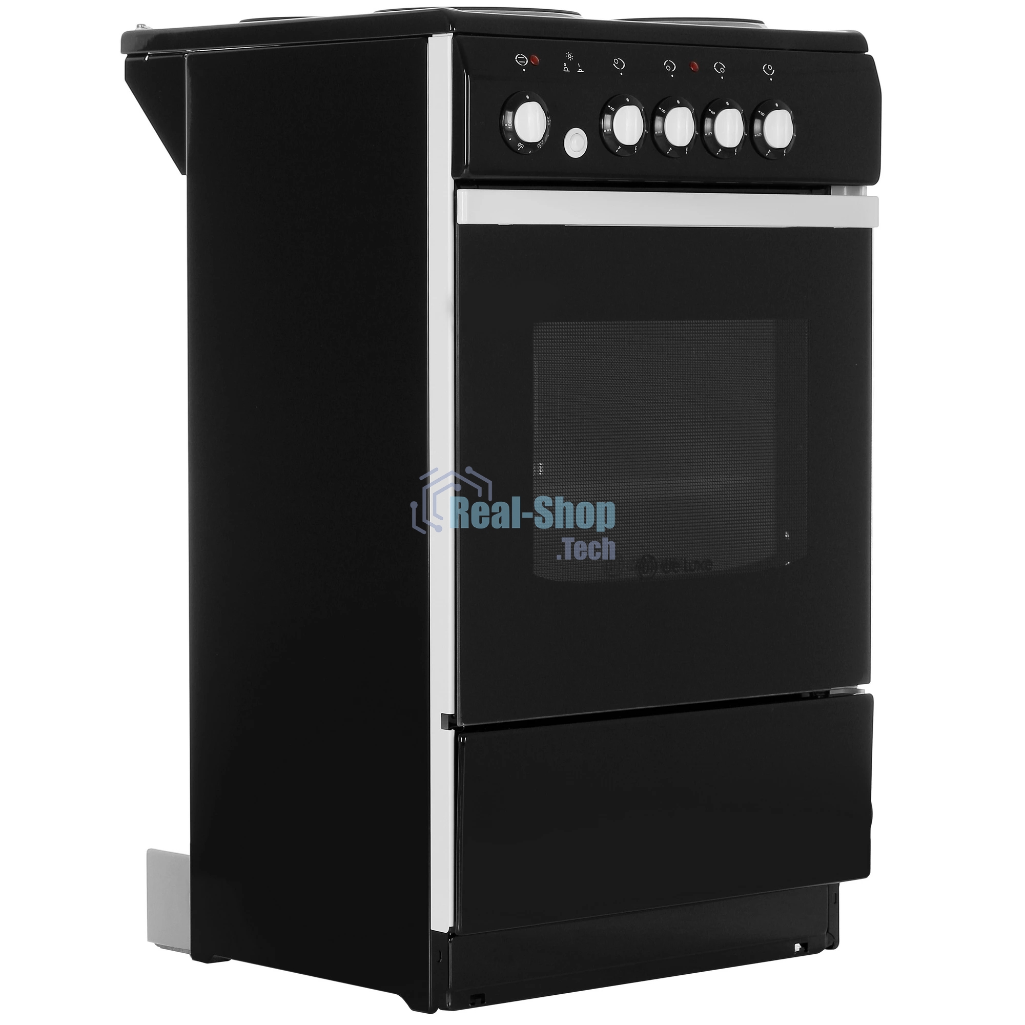 Плита электрическая De Luxe 5004.12э черный, конфорок 4 шт, духовка 46 л, 50 см x 85 см x 50 см