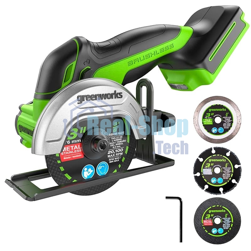 Угловая шлифовальная машина аккумуляторная GreenWorks GD24UCS, 24V, без АКБ и ЗУ (3402007)