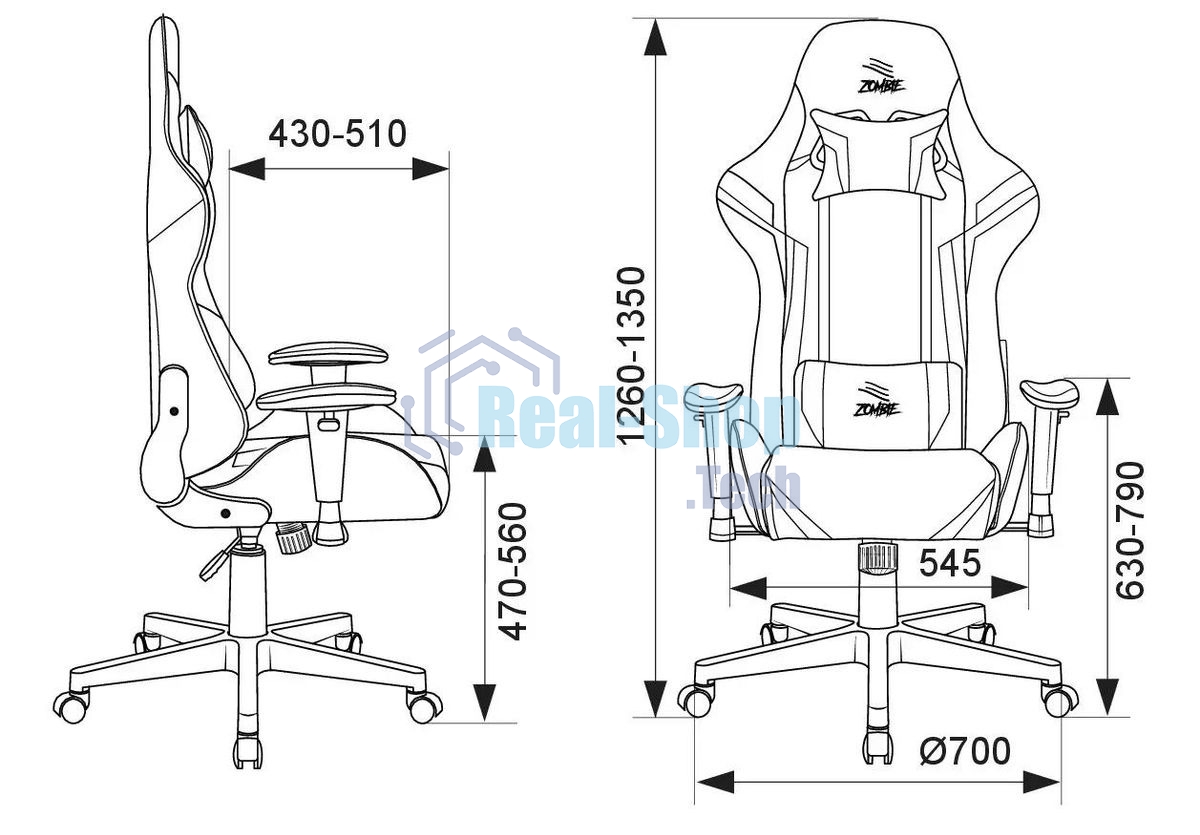 Кресло игровое ZOMBIE Z4, на колесиках, искусственная кожа, черный/красный (viking zombie z4 red)