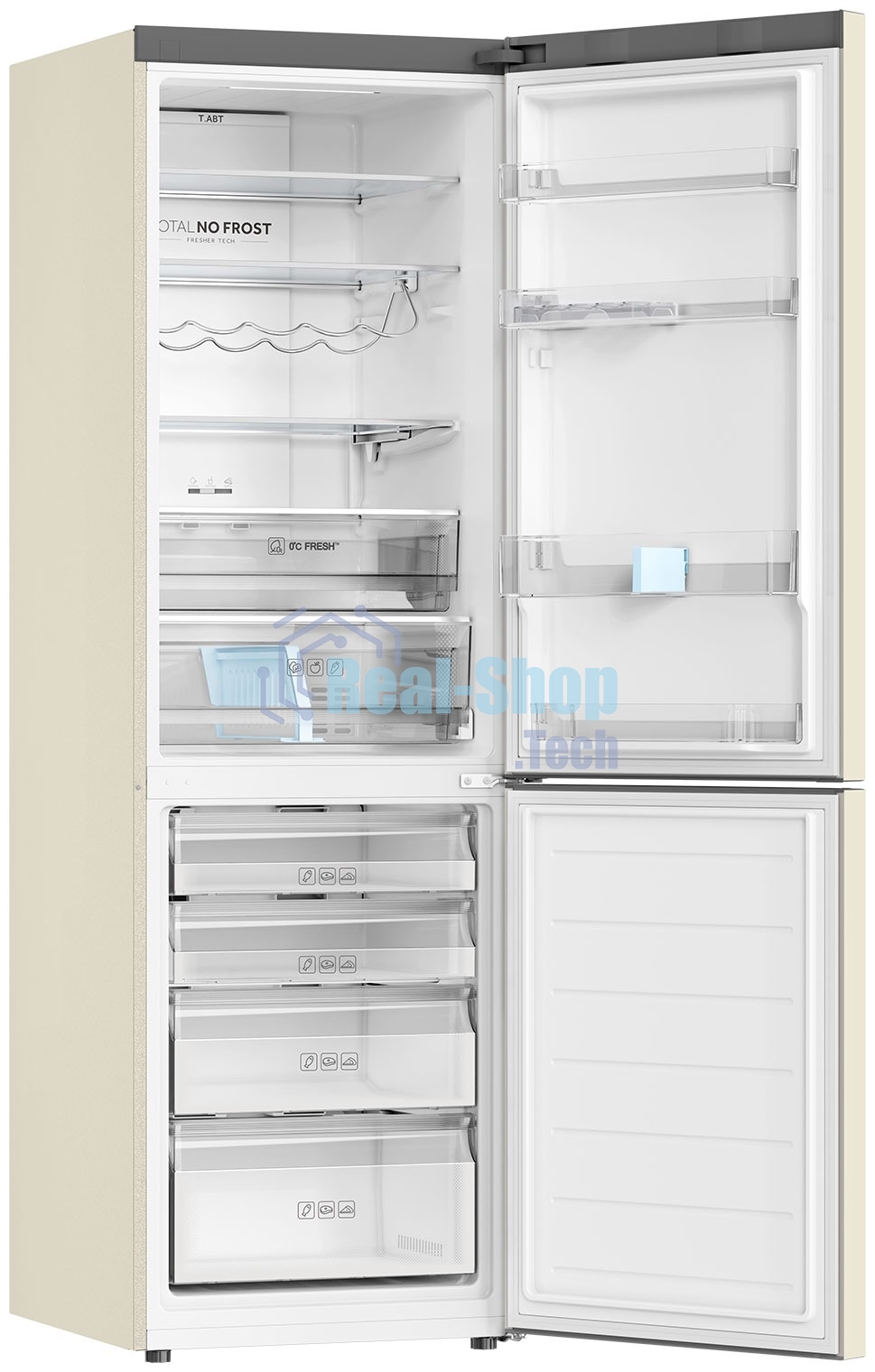 Холодильник Haier C2F636CCFDU1 бежевый двухкамерный 256/108 л морозилка снизу, No Frost