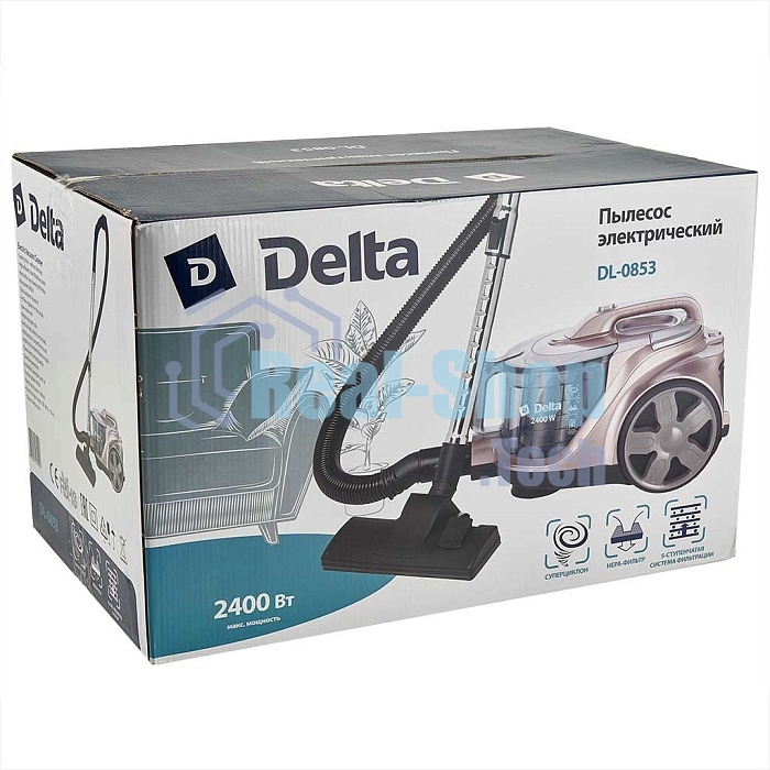 Пылесос DELTA DL-0853 бежево-розовый, 400/2400 Вт, уборка сухая, пылесборник контейнер, 4 л
