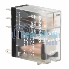 Реле миниатюрное промышленное, 2CO, ком. ток 8А, AgSnO2, напряжение 24V DC, опция: светодиод