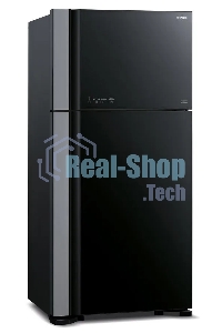 Холодильник Hitachi R-VG660PUC7-1 GBK черный стекло двухкамерный 405/145л морозилка сверху No Frost
