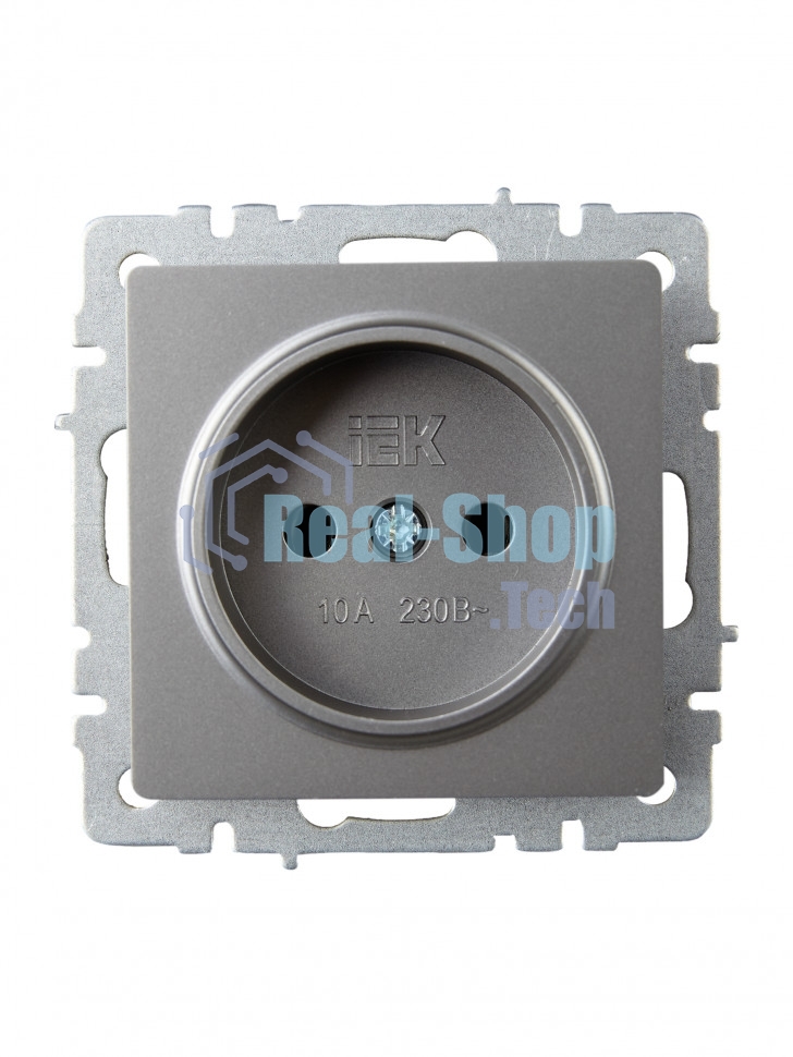 Розетка 1-местная IEK BRITE РС10-1-0-БрС без заземления, без защитных шторок, 10А, сталь