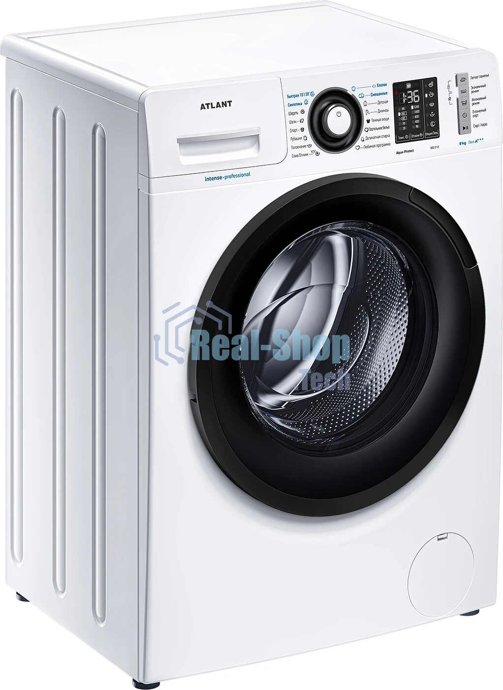 Стиральная машина Atlant СМА-80С1213-02 белый, цвет люка черный, загрузка фронтальная 8 кг, 1200 об/мин., класс: А+++