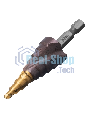 Сверло ступенчатое Denzel 4-6-8-10-12-14-16-18-20 мм, Р6М5К5, 6-гр. хвостовик 723613