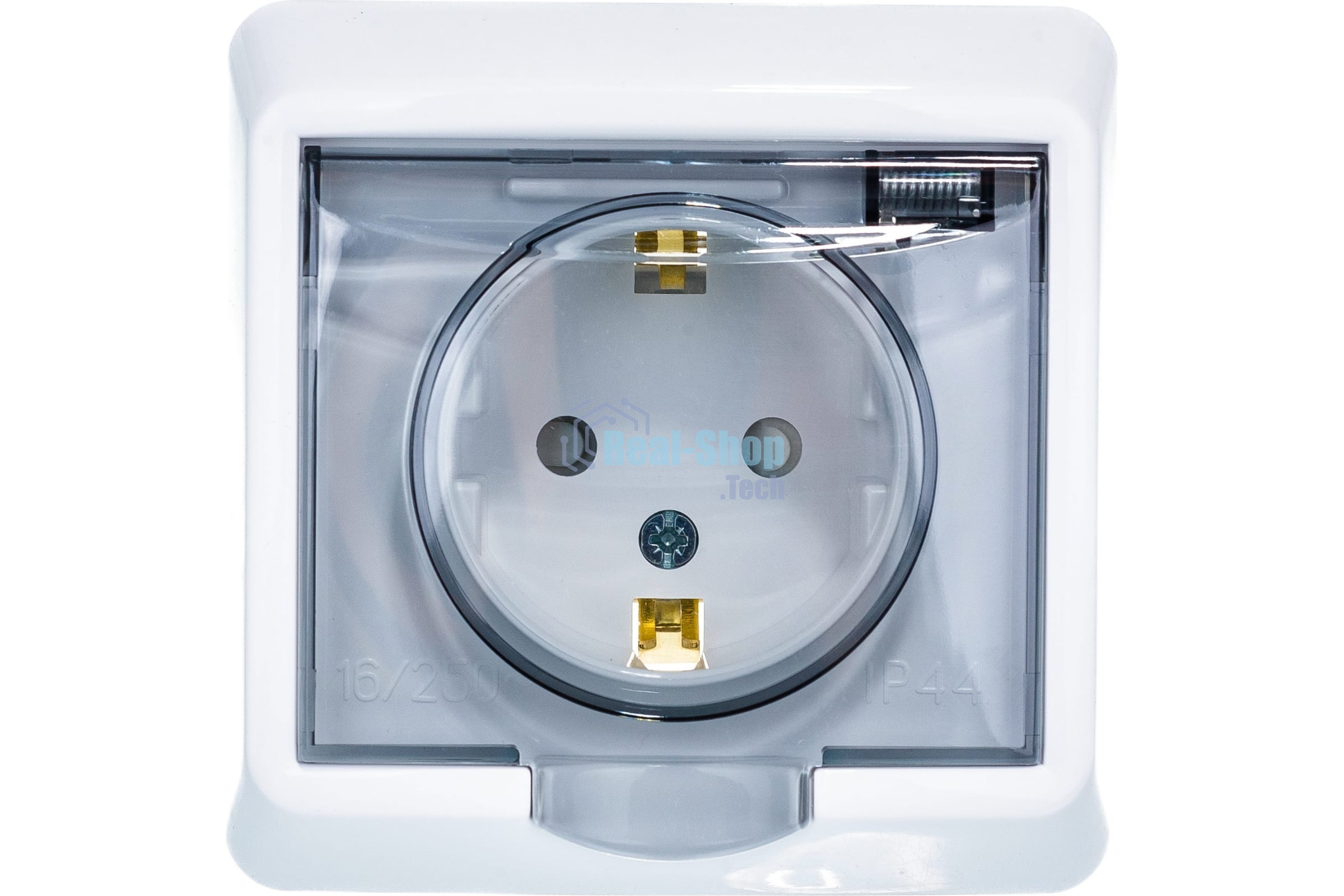 Розетка 1-м СП Этюд защ. шторки с заземл. IP44 белый SchE PC16-044B