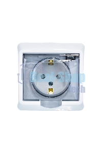 Розетка 1-м СП Этюд защ. шторки с заземл. IP44 белый SchE PC16-044B