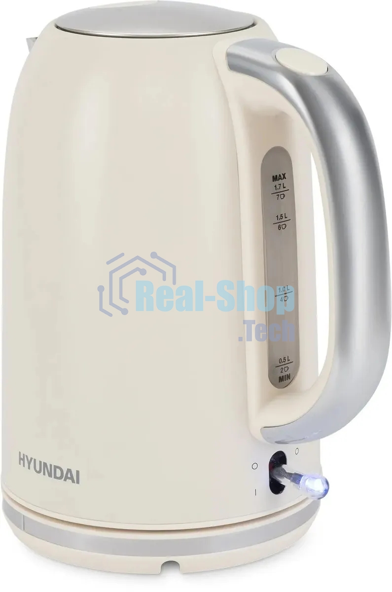 Чайник электрический Hyundai HYK-S9900 1.7л. 2200Вт молочный/серебристый корпус: металл