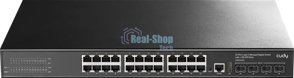 Коммутатор Cudy GS5024S4, 24×1 Гбит/с + 4×10 Гбит/с SFP+