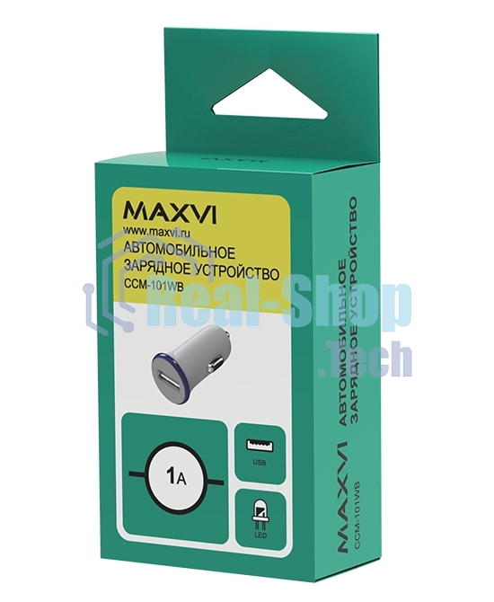 Автомобильное зарядное устройство Maxvi CCM-101WB USB 1А бело-синий