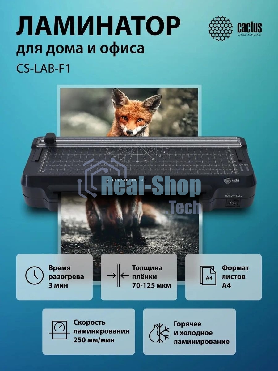Ламинатор Cactus CS-LAB-F1, 2 вала, A4, 125мкм, 250 мм/мин