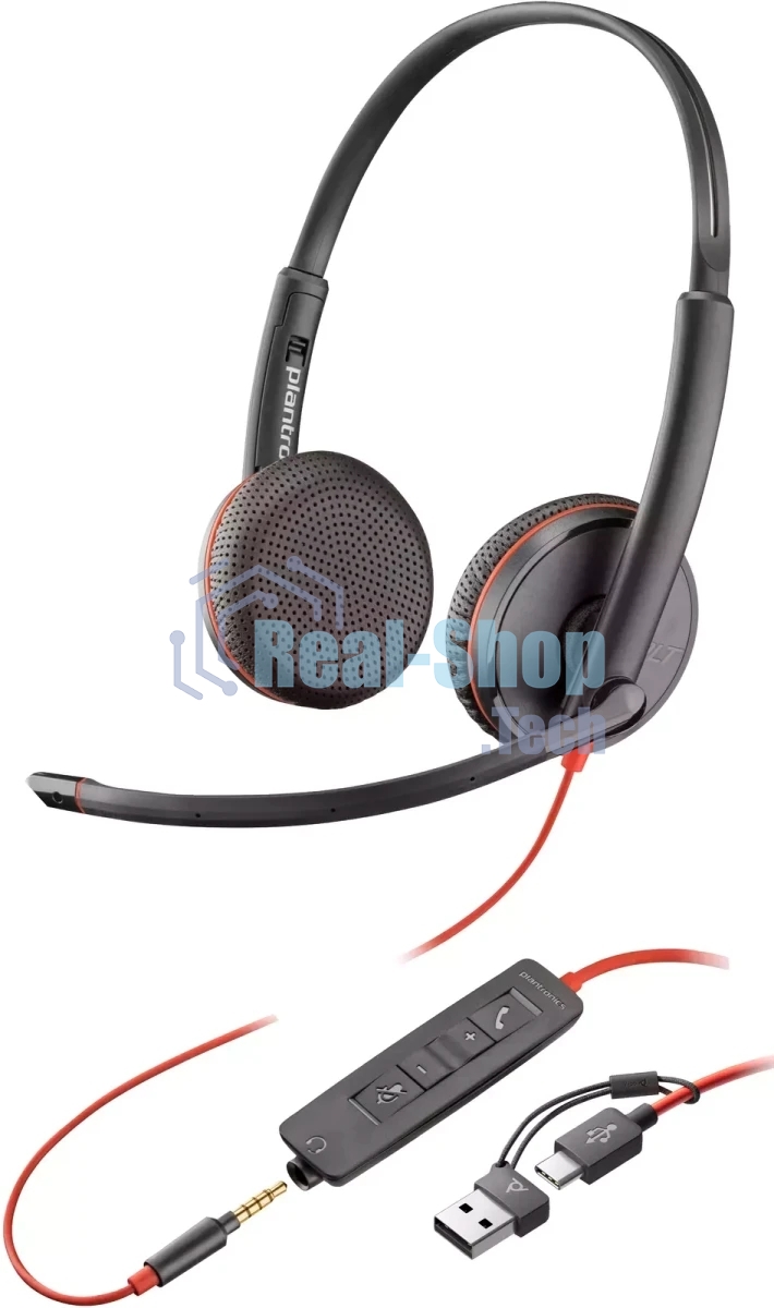 Гарнитура Plantronics Poly Blackwire 3225 чёрный, проводная, USB