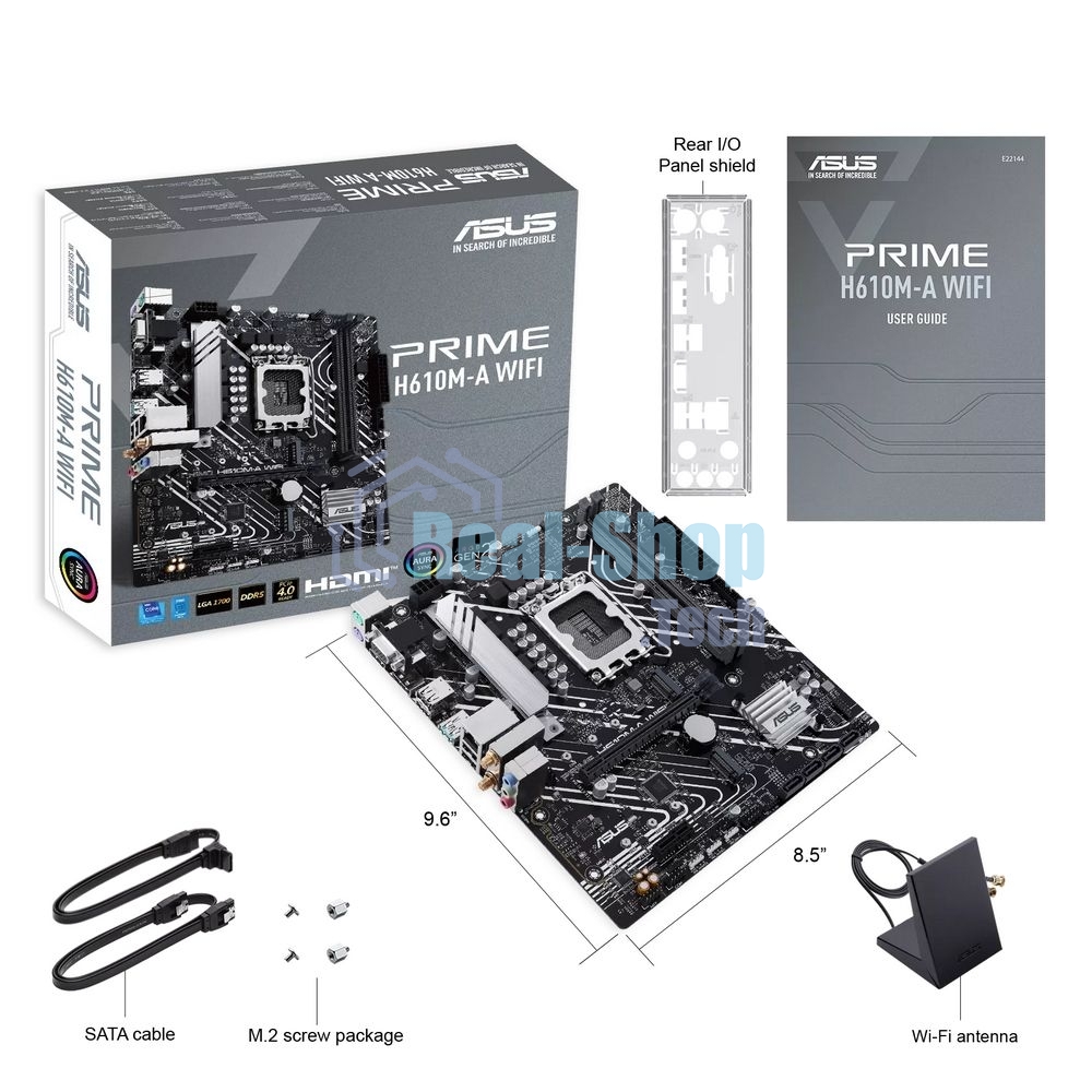 Материнская плата ASUS PRIME H610M-A WIFI, LGA 1700, Intel H610, 2xDDR5, 4xSATA, 2xM.2, 1xPCIe 4.0 x16, 1xDP, 1xHDMI, 1xVGA, 1x1Gb LAN, 1xUSB 3.2 Gen 2, 4xUSB 2.0, 3x3.5 мм, 7.1, mATX