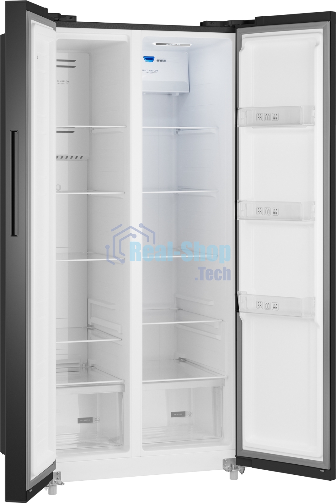 Холодильник Weissgauff WSBS 500 Inverter NoFrost Black двухкамерный 270/180л морозилка слева, No Frost, Side by Side