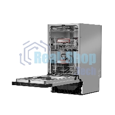 Встраиваемая посудомоечная машина Kuppersberg GHS 4520, High-Tech, 45 см, 10 комплектов, 6 программ, 3 корзины, конденсационная сушка, полная защита от протечек, индикатор отсутствия соли и ополаскивателя, отображение времени мытья, сенсорное управление, самодиагностика неисправностей, защита от детей, уровень шума 49 дб, энергоэффективность А