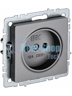 Розетка 1-местная IEK BRITE РС10-1-0-БрС без заземления, без защитных шторок, 10А, сталь