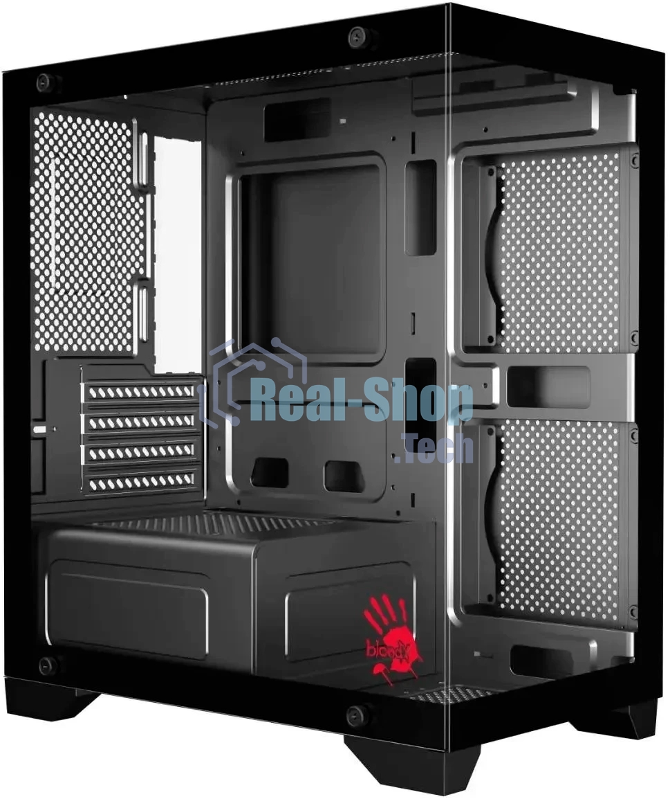 Компьютерный корпус Bloody BD-CC103 черный без БП mATX 7x120мм 1xUSB 2.0 1xUSB 3.0 audio bott PSU