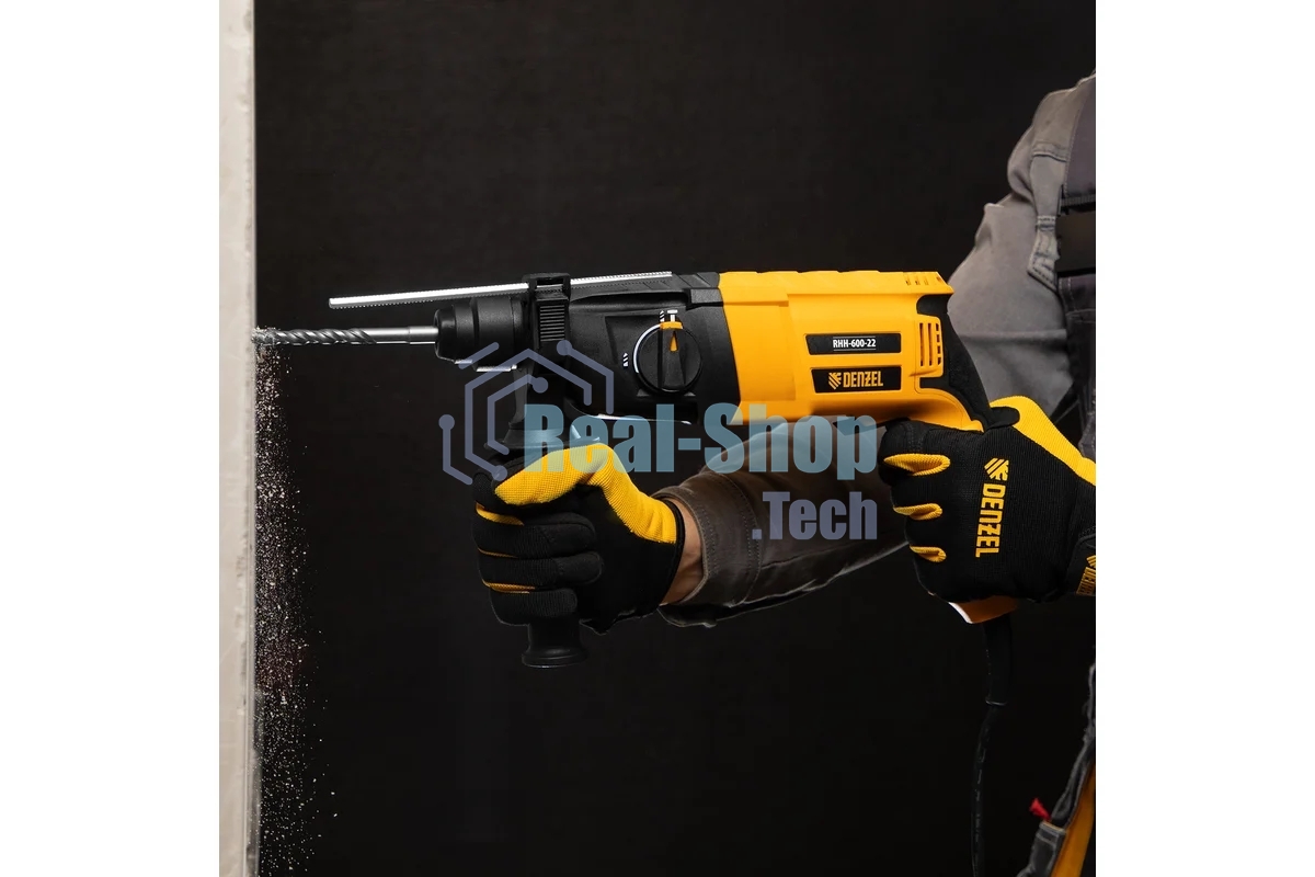 Перфоратор электрический Denzel RHH-600-22, SDS-plus, 600 Вт, 2,5 Дж, 2 реж.