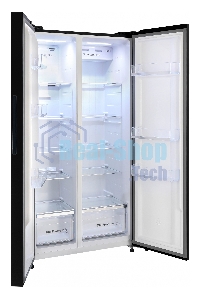 Холодильник Nordfrost RFS 525DX NFGB inverter черное стекло двухкамерный 283/183л морозилка сбоку, No Frost, Side-by-Side