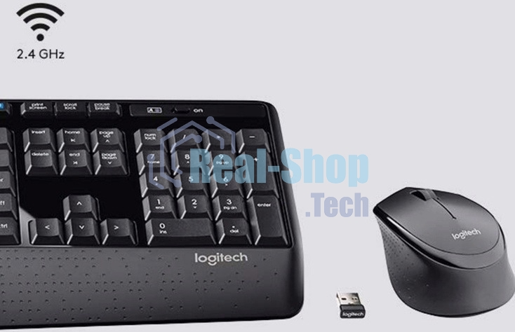 Комплект клавиатура+мышь Logitech MK345 беспроводной, USB, 1000 DPI, чёрный/серый