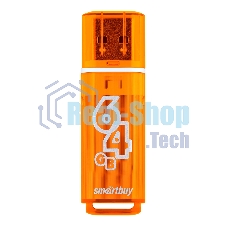 Флешка USB R/W Smartbuy R/W Glossy series Orange (SB64GbGS-Or), 64Gb, USB 2.0, R/W 25/15, оранжевый