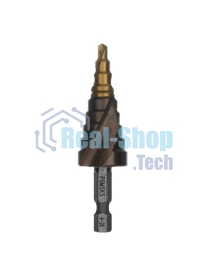 Сверло ступенчатое Denzel 4-6-8-10-12-14-16-18-20 мм, Р6М5К5, 6-гр. хвостовик 723613