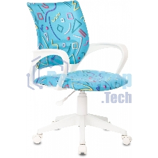 Кресло детское Бюрократ BUROKIDS 1 W Sticks 06 голубой, крестов. пластик, пластик белый