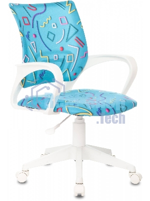 Кресло детское Бюрократ BUROKIDS 1 W Sticks 06 голубой, крестов. пластик, пластик белый