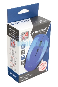 Мышь беспроводная Gembird MUSW-250-2 синий, 1600 dpi, радиоканал, USB, кнопки - 4
