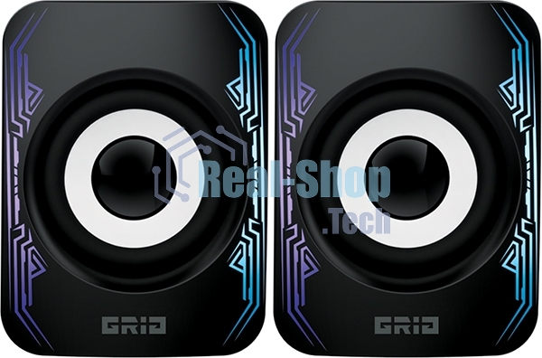 Акустическая система 2.0 GRID AS009, 10 ВТ, объемное звучание, RGb подсветка, USB/Jack 3,5мм