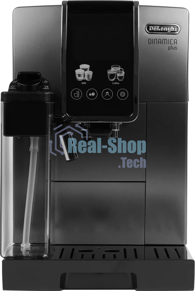 Кофемашина автоматическая DeLonghi Dinamica Plus ECAM380.95.TB черный/серый, исп. кофе - зерновой/молотый, 1.8 л, 1450 Вт, 15 Бар.