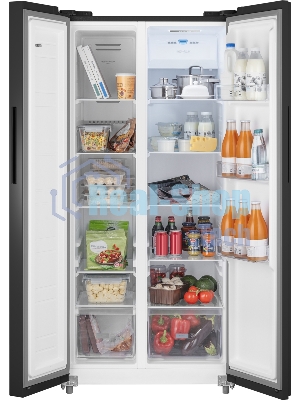 Холодильник Weissgauff WSBS 500 Inverter NoFrost Black двухкамерный 270/180л морозилка слева, No Frost, Side by Side