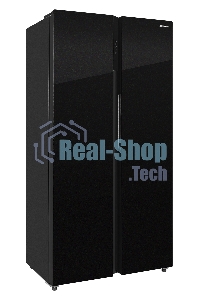 Холодильник Nordfrost RFS 525DX NFGB inverter черное стекло двухкамерный 283/183л морозилка сбоку, No Frost, Side-by-Side