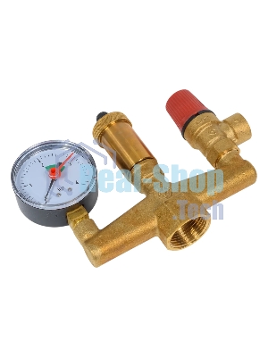 Группа безопасности котла 1' с манометром предохранительным клапаном и автоматическим воздухоотводчиком