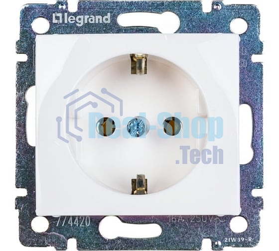Механизм розетки 1-м СП Valena 2К+З с заземл. нем. станд. белый (DIY-упак.) Legrand 694280