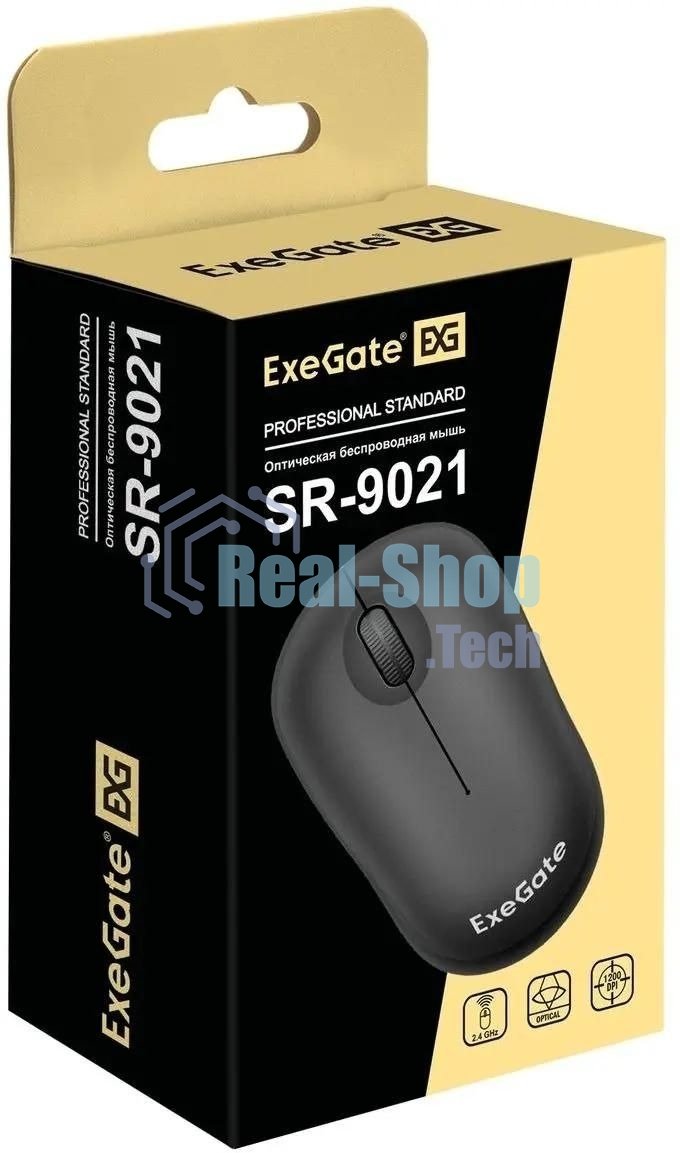 Мышь беспроводная ExeGate Professional Standard SR-9021 черный, 1200 dpi, радиоканал, USB, кнопки - 3