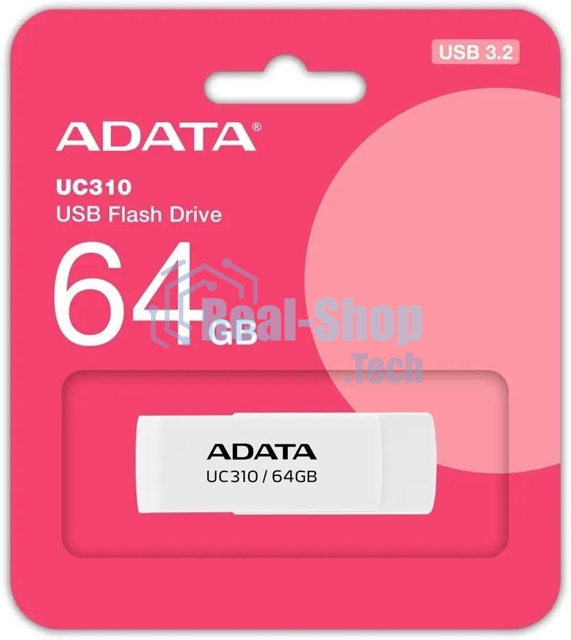 Флешка USB ADATA UC310 (UC310-64G-RWH), 64Gb, USB 3.2 Gen 1, R/W 100/30, белый