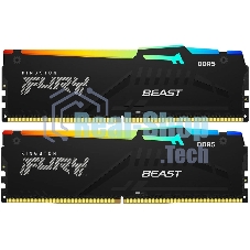 Оперативная память Kingston Fury Beast RGb, DDR5, 32Gb (2x16 Gb), 6000 MHz, CL30, радиатор, RGb, черный