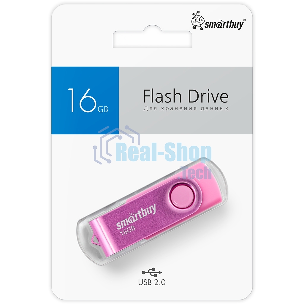 Флешка USB Smartbuy Twist Pink (SB016Gb2TWP), 16Gb, USB 2.0, R/W 15/12, розовый